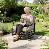Gotland Outdoor Furniture, Metal Outdoor Swivel Chair with 5.1’’ High-Resilience Seat Cushions 6.2’’ Thick Back Pillow - Photo 3