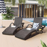 Outdoor Wicker Chaise Lounge Chairs Set of 2 - Photo 1
