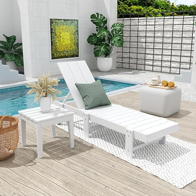 Costaelm Small Outdoor Side Table, Patio End Table Weather Resistant Outdoor Coffee Table, Square Conversation Table for Indoor, Porch, Balcony, Garden, Poolside, Deck, White
