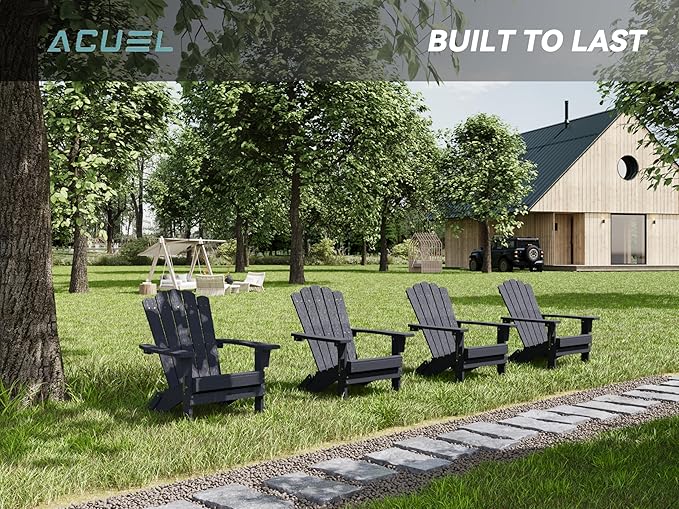 Adirondack Chairs, Folding Weather-Resistant Patio Chair with Wide Armrests & High Backrest, Fire Pit Chair for Garden - Photo 4