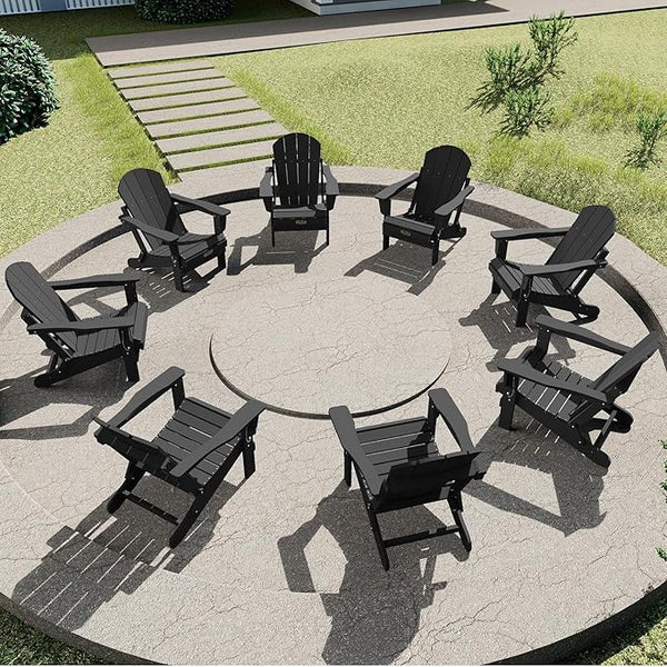 SERWALL Folding Adirondack Chairs Patio Chairs Lawn Chair Set of 8 Outdoor Adirondack Chair Weather Resistant for Patio - Photo 1