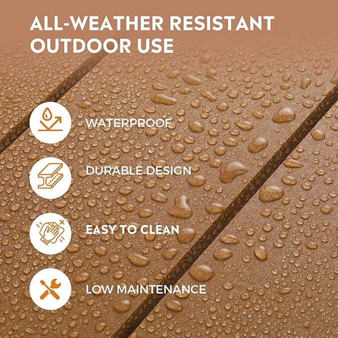 Costaelm Square Outdoor Side Tables, Adirondack Patio Tables for Outside, HDPE Patio End Table Weather Resistant, Balcony Table for Pool, Seaside, Backyard, Porch, Indoor Companion, Teak