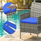 GarveeHome 3-Piece Patio Bistro Set, PE Rattan Outdoor Conversation Furniture with 2 Cushioned Chairs & Coffee Table - Photo 3