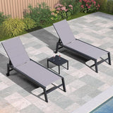 PURPLE LEAF Outdoor Chaise Lounge Set of 2 Aluminum Patio Lounge Chair with Wheels and Side Table Pool Chaise Lounge - Photo 1