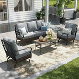 Sophia & William Patio Furniture Set, 4 Piece Metal Outdoor Conversation Set with 3-Seater Outdoor Couch, 2 Sofa Chairs - Photo 1