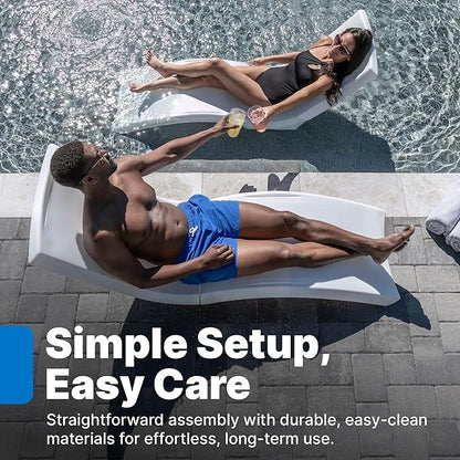 Step2 Vero Pool Lounger 2 Pack, Outdoor/Indoor Waterproof Patio Furniture, Pool Lounge Chairs, Use in Pools Up to 12 Inches of Water or Poolside Ledge, Made of Durable Plastic, Weighted, White