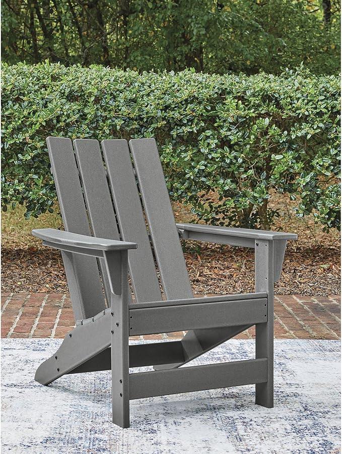 Signature Design by Ashley Lone View Bay Casual Weather Resistant Outdoor Adirondack Chair with High Back, Gray