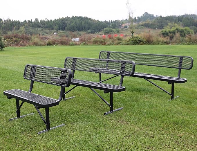4/6/8 Feet Park Bench for Outside Heavy Duty Metal, Garden Benches Outdoor Bench with Backrest & Portable Frame, for Shopping Malls Stores Parks Patios Decks, Black