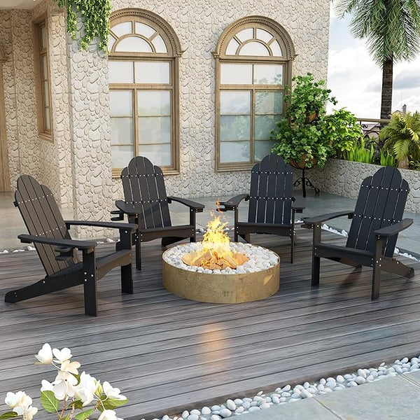 LUE BONA HDPS Adirondack Chairs Set of 8, Long-Lasting All-Season Outdoor Patio Chairs, Hidden Cup Holder, 350 LBS - Photo 1