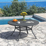 DIFY 47.2" Round Outdoor Patio Dining Table for 6, Metal Patio Table with 1.57" Adjustable Umbrella Hole - Photo 2