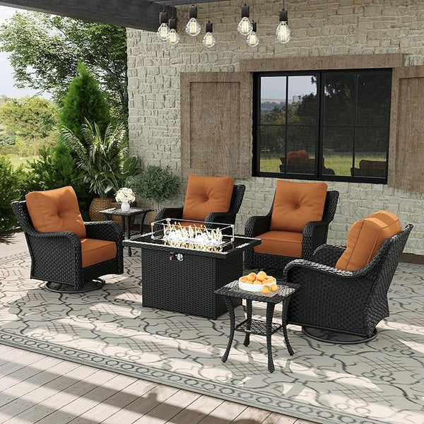 7 Piece Patio Furniture Set with Fire Pit Table - Photo 1