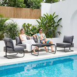 4 Piece Patio Furniture Set, Modern Patio Conversation Set for 5, All Weather Bistro Furniture Set - Photo 1