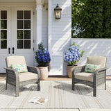 HOOOWOOO Patio Furniture Set, 2 Pieces Outdoor Wicker Chairs Set, All Weather Deck Bistro Chairs with Comfy High Back - Photo 1
