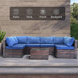 7 Piece Rattan Outdoor Patio Furniture Set, Weather-Resistant Outdoor Conversation Furniture with Ottoman - Photo 6