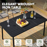 Yaheetech Outdoor Dining Table for 6 Person, Rectangular Slatted Metal Patio Table for Deck Garden Lawn Backyard Use - Photo 6