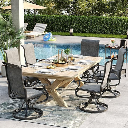 Patio Swivel Chairs Set of 2, Outdoor Dining Chairs with High Back, All-Weather Swivel Rocker Chair for Lawn, Porch or Garden