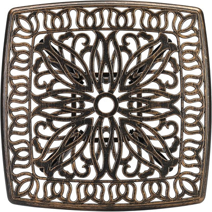 Bonnlo 21 Inch Cast Aluminum Outdoor Side Table with Umbrella Hole, Anti-Rust Coffee Bistro Table for Outdoor, Patio, Garden, Porch, Balcony End Table (Square, Bronze)