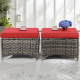 3 Piece Patio Furniture Set, 2-Seater Loveseat and 2 Ottomans PE Wicker Footstool - Photo 6