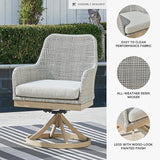 Signature Design by Ashley Seton Creek Cottage Nuvella Weather Resistant Fabric Outdoor Swivel Dining Chair with Cushion - Photo 4