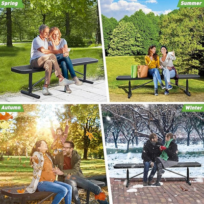 Ceridwen Park Benches for Weatherproof Commercial Outdoor Bench,Metal Frame Park Bench with Expanded Metal Mesh for Garden Bench,Rectangular Outdoor Benches for Outside Garden Lawn Yard Porch
