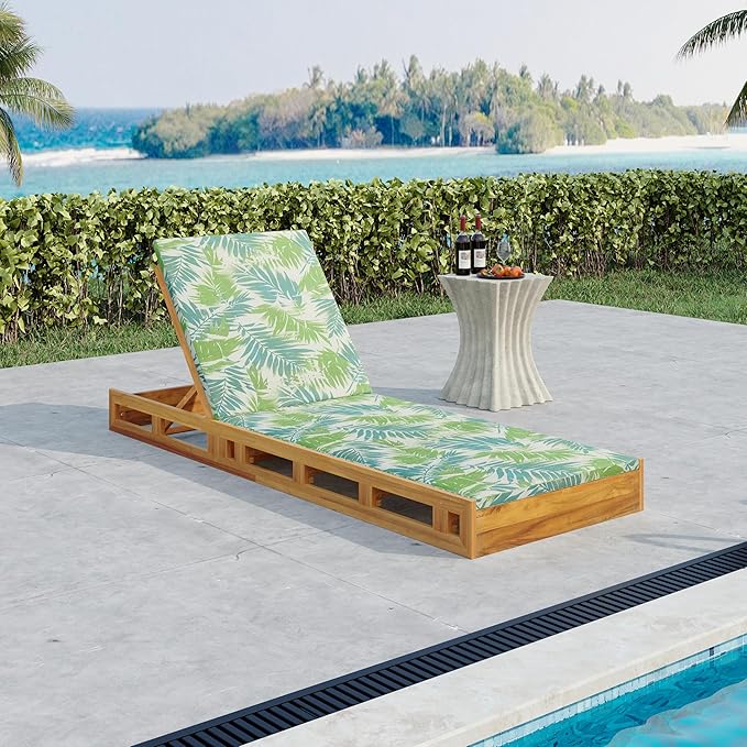 Outdoor Lounge Chaise Set with 2" Water-Resistant Cushion, 4-Position Adjustable Backrest Recliner - Photo 1