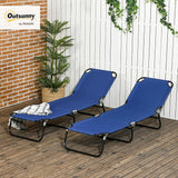 Outsunny 2 Piece Folding Chaise Lounge Pool Chairs, Outdoor Sun Tanning Chairs with 5-Level Reclining Back - Photo 2
