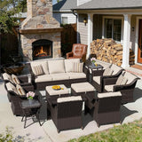 11 Pieces Patio Conversation Furniture Set - 1 Sofa, 2 Ottoman, 2 Armchairs, 4 Swivel Chairs, 2 Side Tables - Photo 6