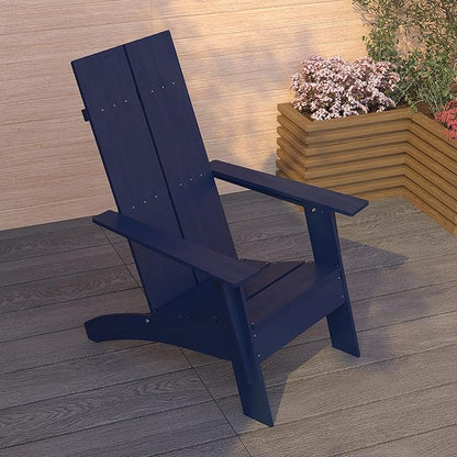 Merrick Lane Piedmont 2 Slat Poly Resin Adirondack Chair - Navy - Modern Design - Indoor/Outdoor