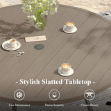 Outdoor Dining Table for 6, 50" Round Outdoor Table with Adjustable Umbrella Hole - Photo 5