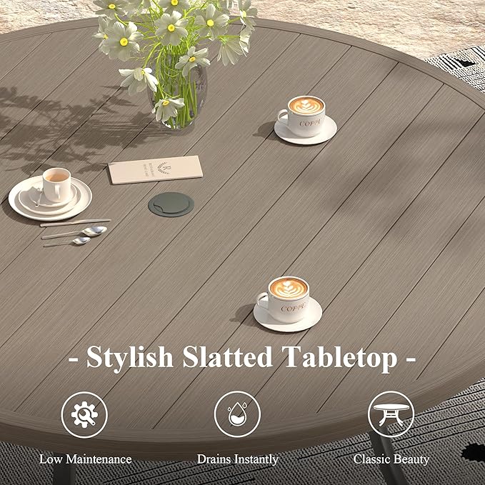 Outdoor Dining Table for 8, 53" Round Outdoor Table with Adjustable Umbrella Hole - Photo 5