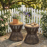 Merax 2 Pieces Round Outdoor Side Table Set - Photo 3