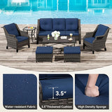 Wicker Patio Furniture Sets, 7 Pieces Outdoor Furniture with Patio Chairs, Outdoor 3-Seater Sofa, Ottoman, Coffee Table - Photo 3