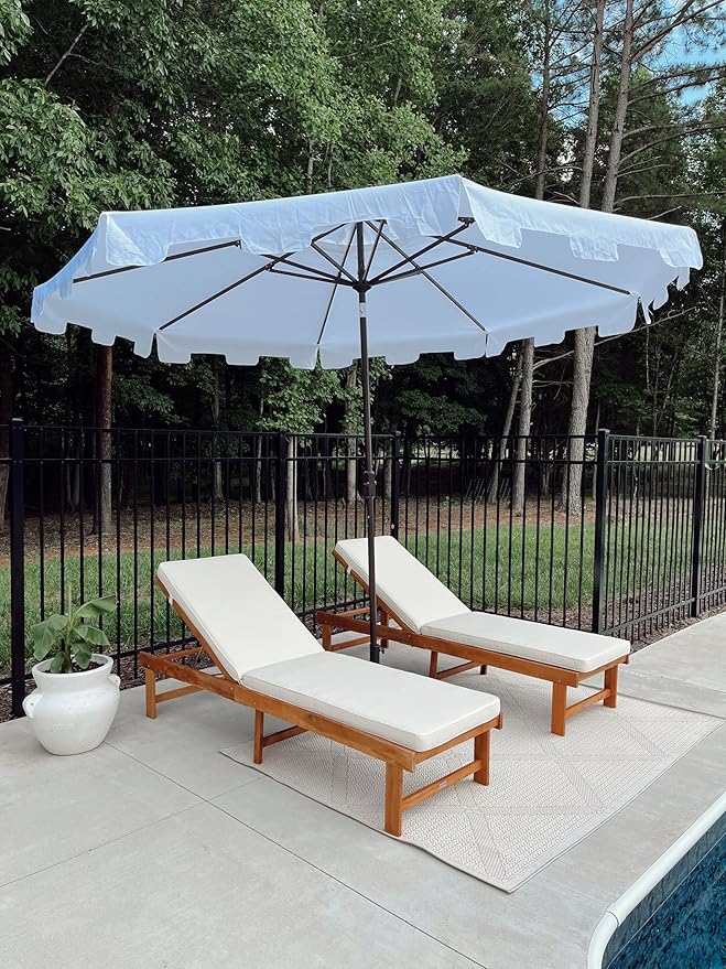 SAFAVIEH Outdoor Collection Inglewood Natural Solid Wood/Beige Cushion Adjustable Chaise Lounge Chair (PAT6723A) - Photo 6
