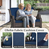Outdoor Patio Loveseat, All-Weather 2-Seater Wicker Loveseat with Cushions, Outdoor Patio Love Seat Sofa for Garden - Photo 3