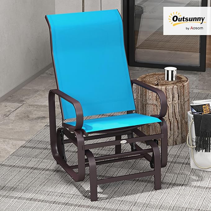 Outsunny Outdoor Glider Chair, Gliders for Outside Patio with Smooth Gliding Mechanism and Lightweight Construction for - Photo 2