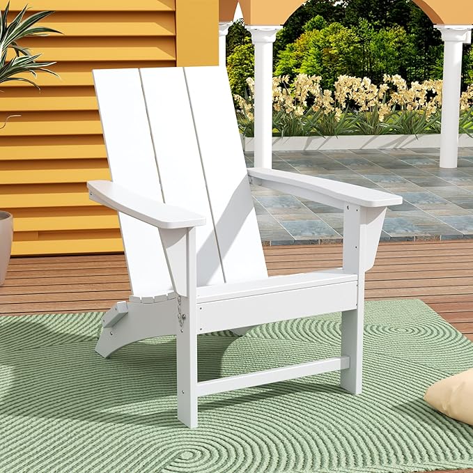 WestinTrends Ashore Modern Outdoor Folding Adirondack Chair, White