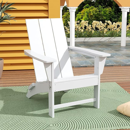 WestinTrends Ashore Modern Outdoor Folding Adirondack Chair, White