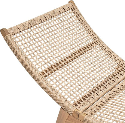 Scott Living Amalfi Acacia Wood Chaise Lounge Chair Outdoor, Wicker Patio Chaise Lounge, Outdoor Sun Lounger, Poolside Seating, Light Teak