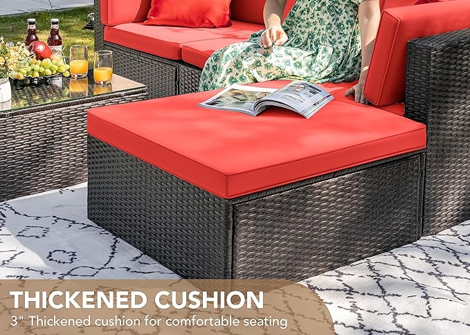 Devoko 5 Pieces Patio Furniture Sets All Weathevr Outdoor Sectional Patio Sofa Manual Weaving Wicker Rattan Patio - Photo 7