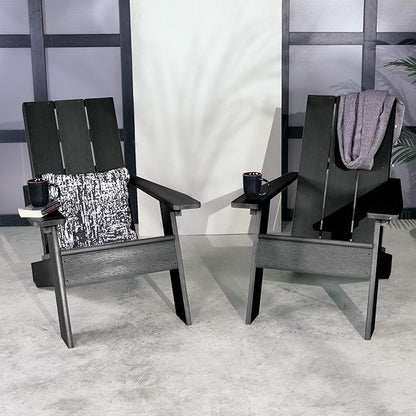 Highwood Italica Modern Adirondack Chairs 2-Piece Set, Black