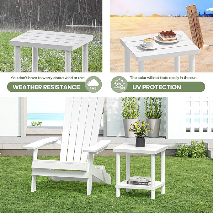 Outdoor Side Table, 2-Tier Small Outdoor Table for Patio, Adirondack Side Tables for Outside or Indoor - Photo 6