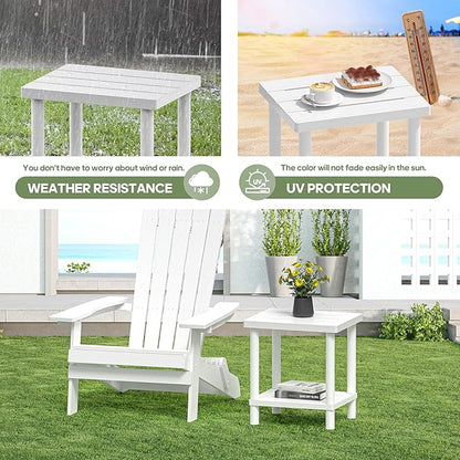 Outdoor Side Table, 2-Tier Small Outdoor Table for Patio, Adirondack Side Tables for Outside or Indoor, Bamboo End Table for Pool, Porch, Weather Resistant Easy Maintenance