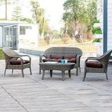 QILLOWAY Outdoor Patio Wicker Seat Cushions Group Loveseat/Two U-Shape/Two Lumbar Pillows for Patio Furniture - Photo 6