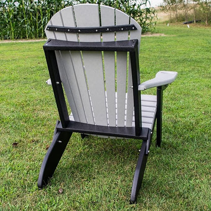 Furniture Barn USA Poly Folding Adirondack Chair, Light Gray and Black