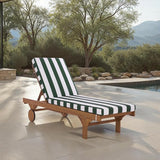 SAFAVIEH Outdoor Patio Furniture Collection - Newport Natural Solid Wood Chaise Lounge Chair with Green Stripe Cushion - Photo 2