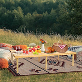 Folding Picnic Table with Table Runner, Portable Boho Low Picnic Table for Indoor Outdoor - Photo 2