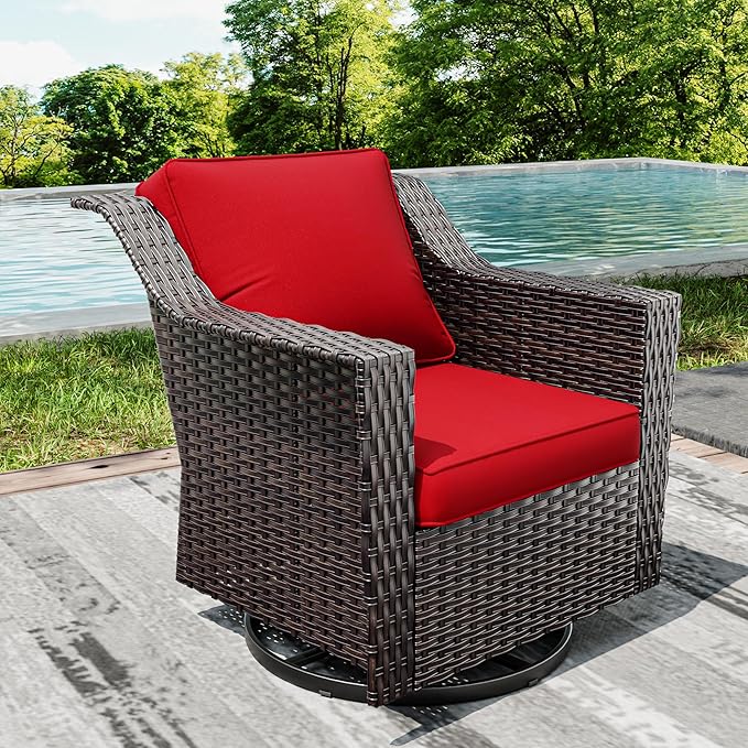 Joyside Outdoor Swivel Chair, Patio Swivel Chairs with Wide Armrest and Thick Cushions, Upgraded Large Size for Backyard - Photo 7