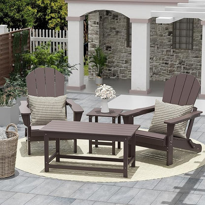 WO WESTIN OUTDOOR HDPE Laguna Outdoor Poly Adirondack Coffee Table, Dark Brown