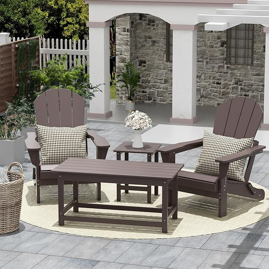 WO WESTIN OUTDOOR HDPE Laguna Outdoor Poly Adirondack Coffee Table, Dark Brown