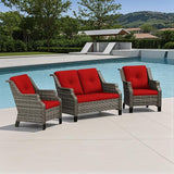 3 Piece Patio Furniture Set, 2-Seater Loveseat and 2 Chairs - Photo 1